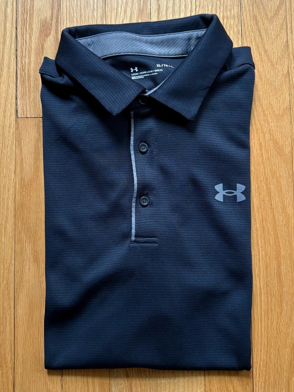 Under Armour Mens Short Sleeve Performance Polo Loose Heat XL Black Solid